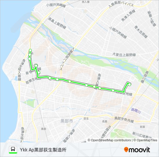 02　新幹線生地線（YKK AP黒部荻生製造所行き） バスの路線図