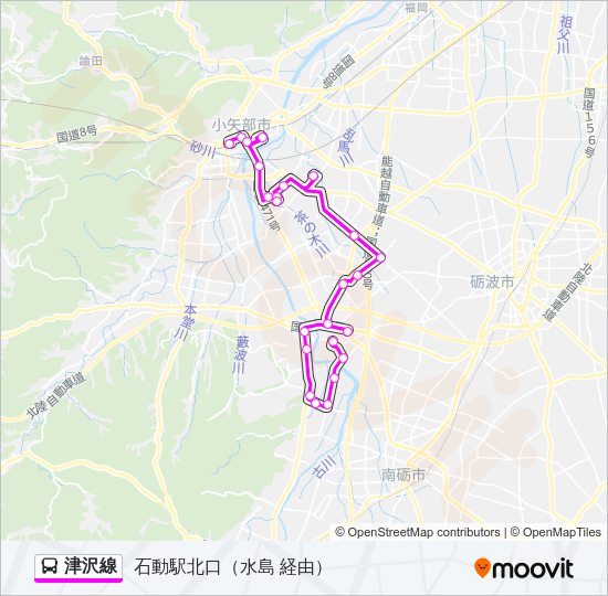 津沢線 バスの路線図
