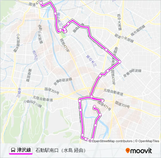 津沢線 バスの路線図