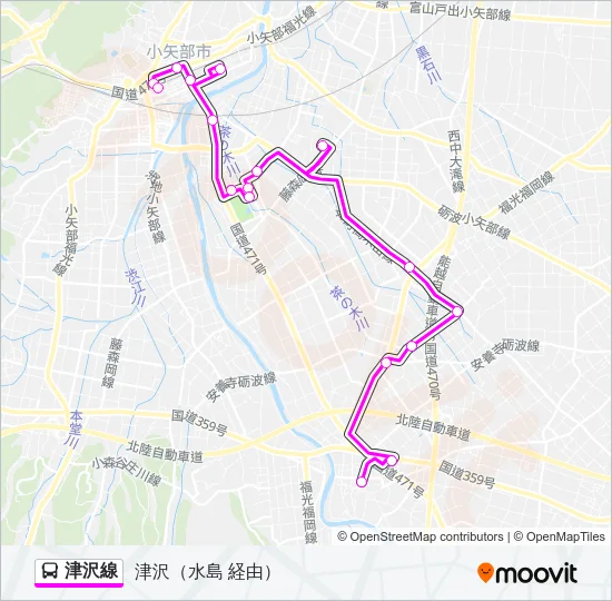 津沢線 バスの路線図