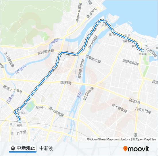 中新湊止 Light Rail Line Map