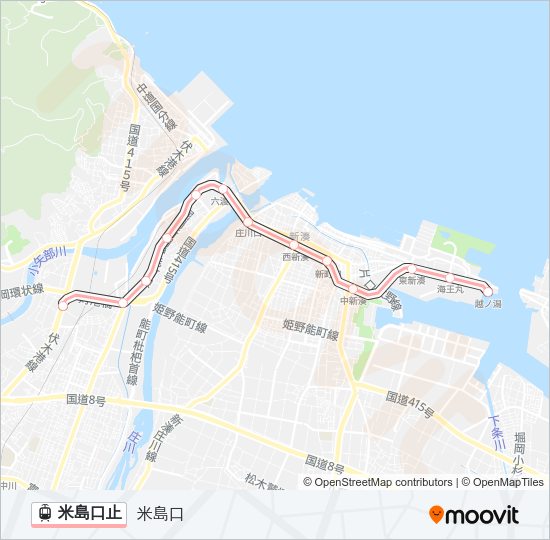米島口止 ライトレールの路線図