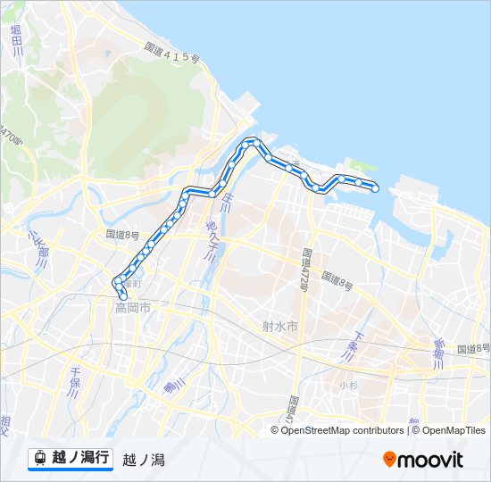 越ノ潟行 light rail Line Map