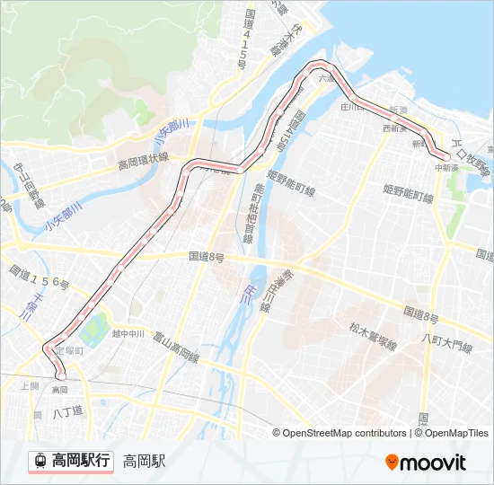 高岡駅行 ライトレールの路線図