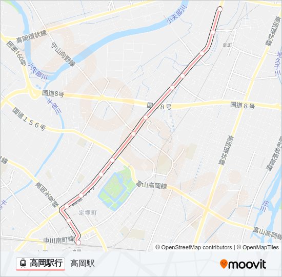 高岡駅行 light rail Line Map