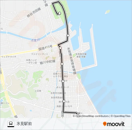 ひみ番屋街～氷見駅前 バスの路線図
