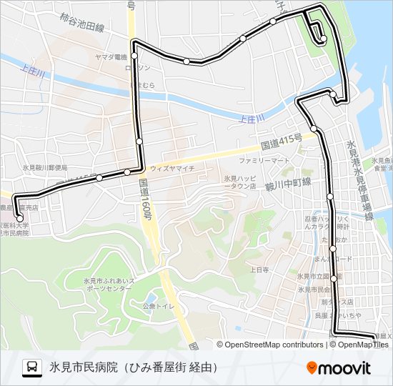 氷見駅前～ひみ番屋街 の路線図