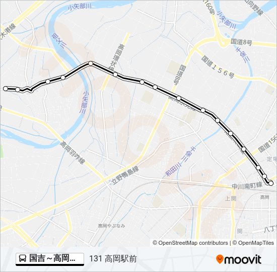 国吉～高岡駅前 Bus Line Map