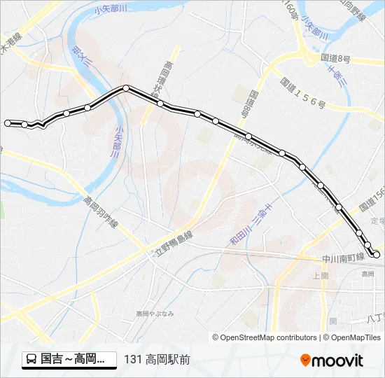 国吉～高岡駅前 Bus Line Map