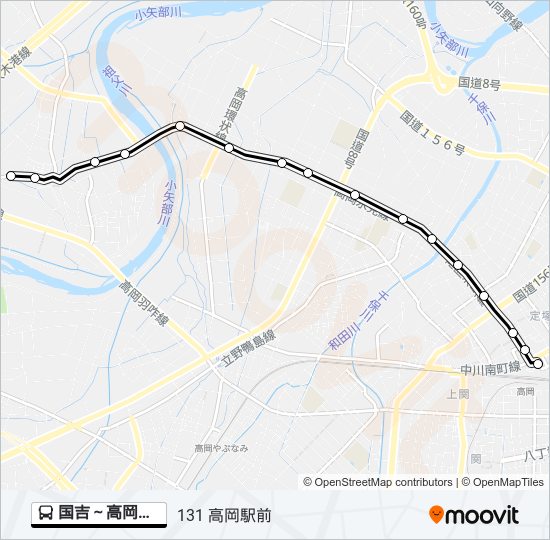 国吉～高岡駅前 bus Line Map