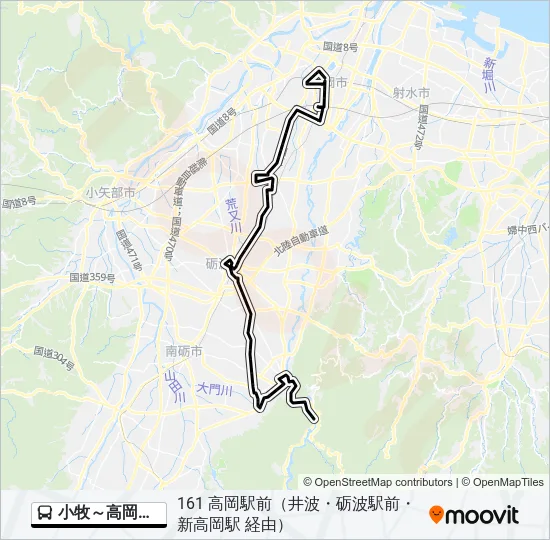 小牧～高岡駅前 Bus Line Map