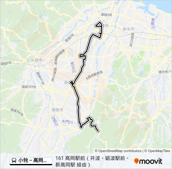 小牧～高岡駅前 bus Line Map