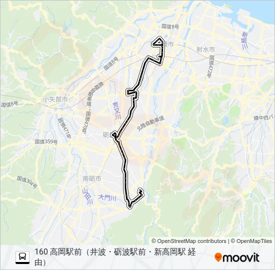 庄川町～高岡駅前 Bus Line Map