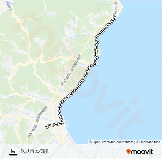 脇～氷見市民病院 Bus Line Map