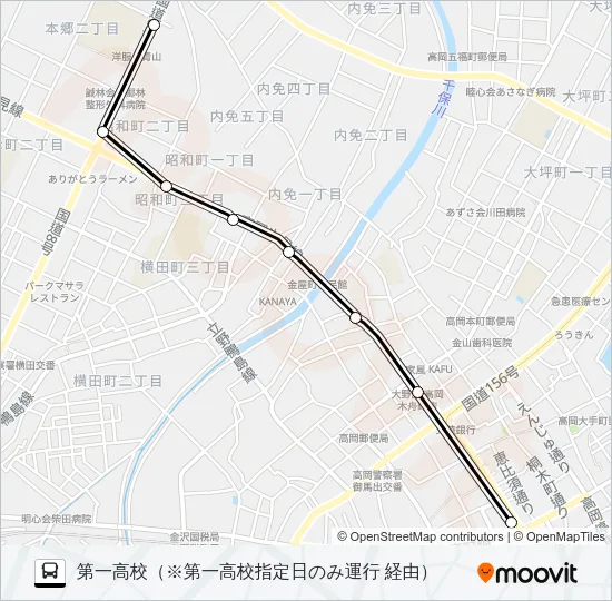末広町～第一高校前 Bus Line Map