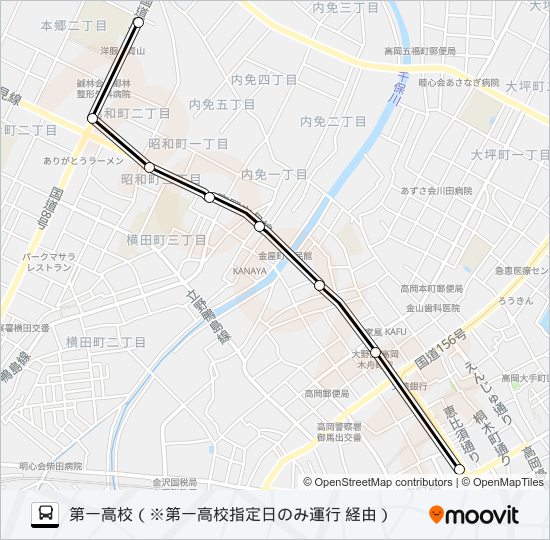 末広町～第一高校前 bus Line Map