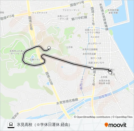 氷見駅前?氷見高校前 Bus Line Map