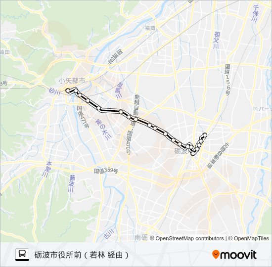 石動駅前～砺波市役所前 bus Line Map