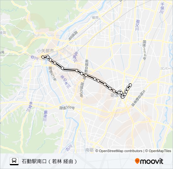 砺波市役所前～石動駅前 バスの路線図