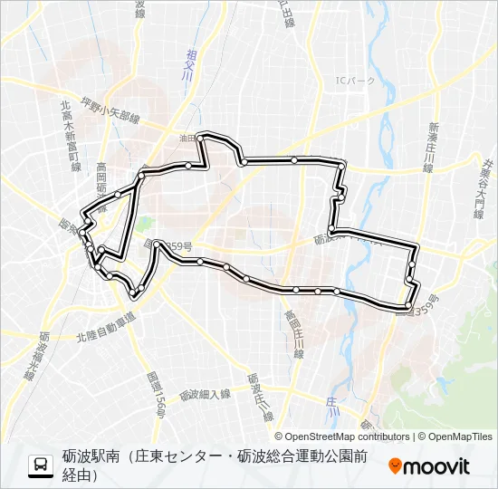 砺波市役所前～砺波駅南 Bus Line Map