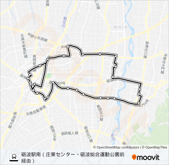 砺波市役所前～砺波駅南 bus Line Map