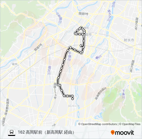 高岡法科大学前～高岡駅前 Bus Line Map
