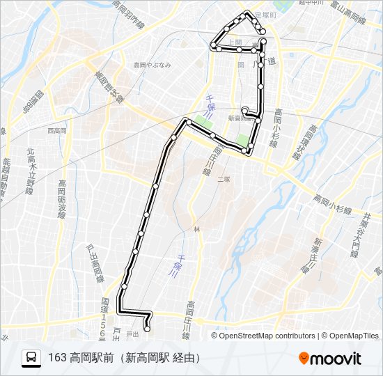 戸出東部小学校前～高岡駅前 bus Line Map