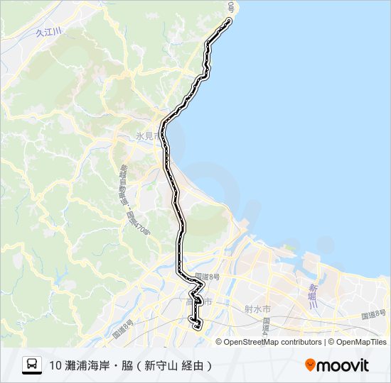 済生会高岡病院～新守山～脇 バスの路線図