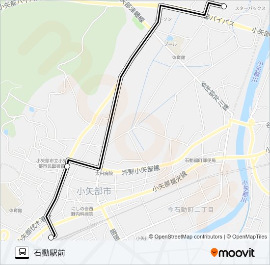 三井アウトレットパーク北陸小矢部～石動駅前 バスの路線図