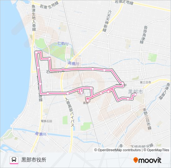 04　石田三日市線（北ルート） Bus Line Map