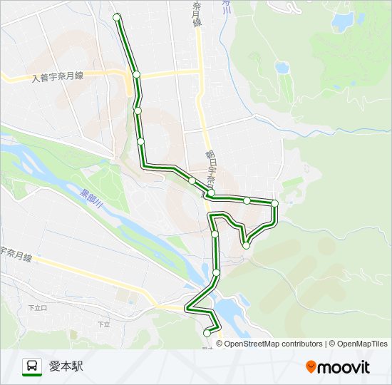 07　愛本連絡線（愛本駅行き） bus Line Map