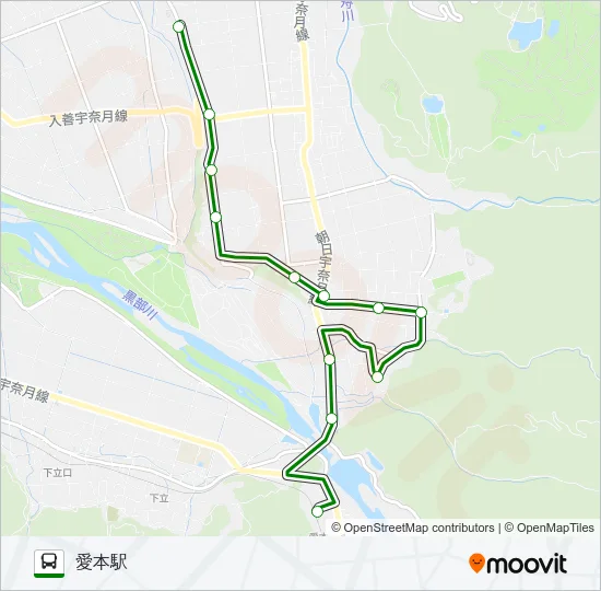 07　愛本連絡線（愛本駅行き） Bus Line Map