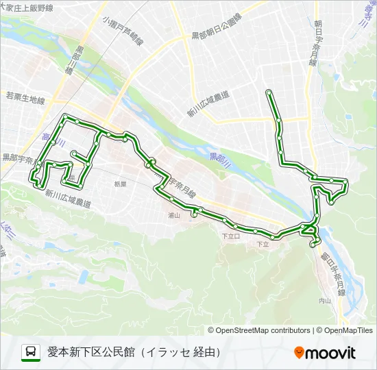 07　愛本本線（愛本新下区公民館行き） Bus Line Map