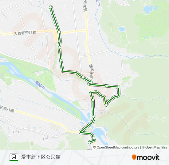 07　愛本連絡線（愛本新下区公民館行き） バスの路線図