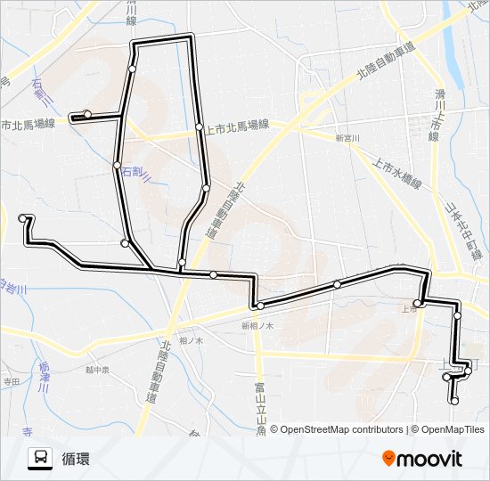 相ノ木線（循環線） バスの路線図