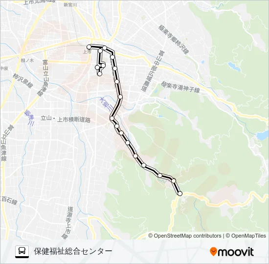 柿沢・大岩線３（大岩発　保健福祉総合センター行） バスの路線図