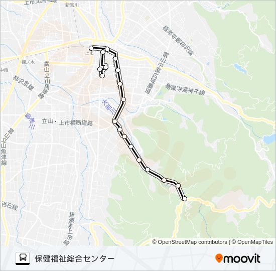 柿沢・大岩線３（大岩発　保健福祉総合センター行） バスの路線図