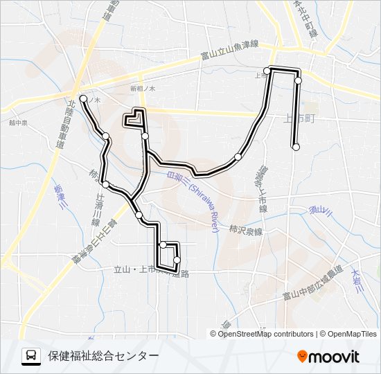 弓庄線（上市駅前発　弓庄方面　保健福祉総合センター行） Bus Line Map