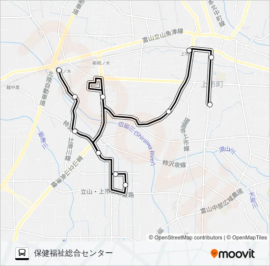 弓庄線（上市駅前発　弓庄方面　保健福祉総合センター行） Bus Line Map