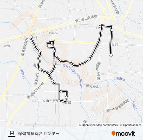 弓庄線（上市駅前発　弓庄方面　保健福祉総合センター行） bus Line Map