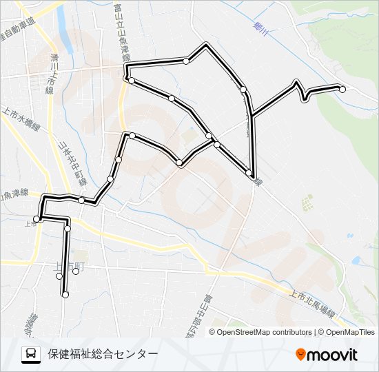南加積線（上市駅前発　南加積方面　保健福祉総合センター行） Bus Line Map