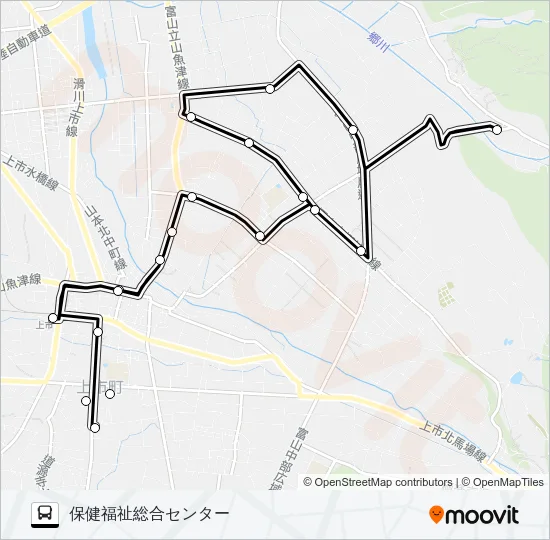 南加積線（上市駅前発　南加積方面　保健福祉総合センター行） Bus Line Map