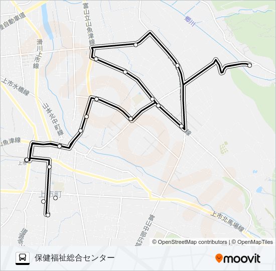 南加積線（上市駅前発　南加積方面　保健福祉総合センター行） bus Line Map