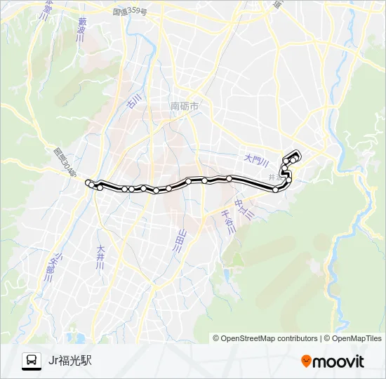 井波福光線（3便） バスの路線図