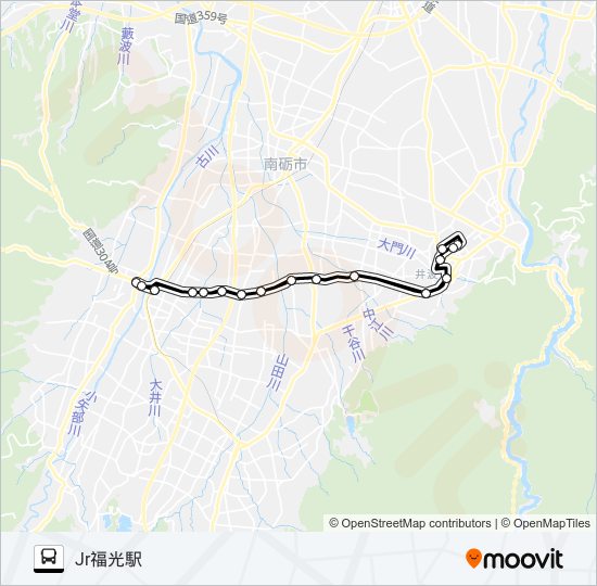 井波福光線（3便） bus Line Map