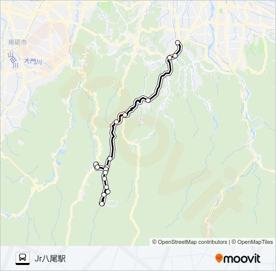 利賀八尾線(八尾方面) bus Line Map