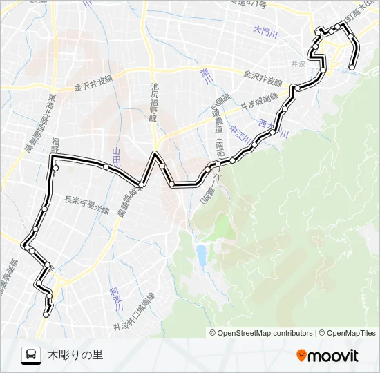 城端井波線（井波方面） バスの路線図
