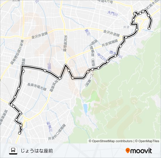 城端井波線（城端方面） バスの路線図