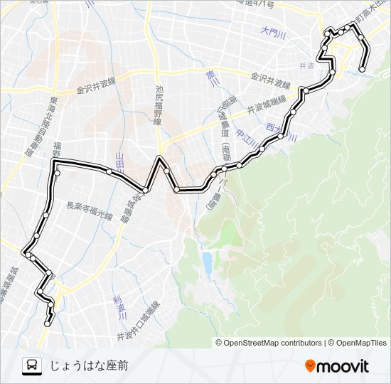 城端井波線（城端方面） バスの路線図