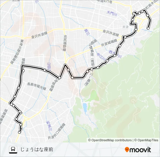 城端井波線（城端方面） バスの路線図